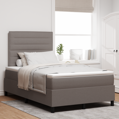 Krevet s oprugama i madracem i LED svjetlom 120 x 200 cm, tkanina, taupe