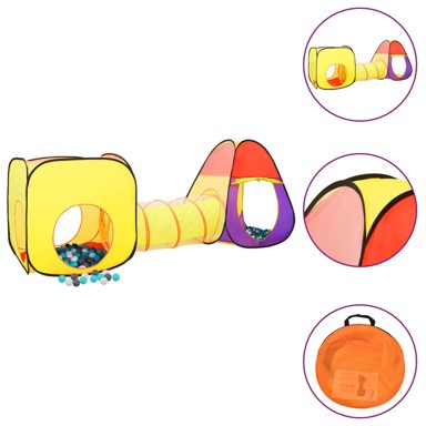 Dječji šator za igru s 250 loptica, višebojni, 255 x 80 x 100 cm