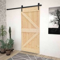 Klizna vrata, 90 x 210 cm, masivna borovina, prirodna i crna