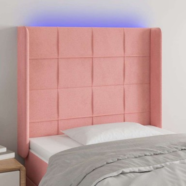 LED uzglavlje, 93 x 16 x 118/128 cm, baršun, ružičasta