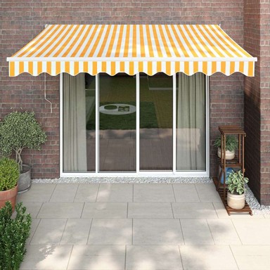 Tenda na uvlačenje od tkanine i aluminija, 3 x 2.5 m, žuta i bijela