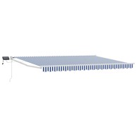 Ručna izvlačivna tenda s LED diodama, 4 x 3 m, plava i bijela, bijeli okvir