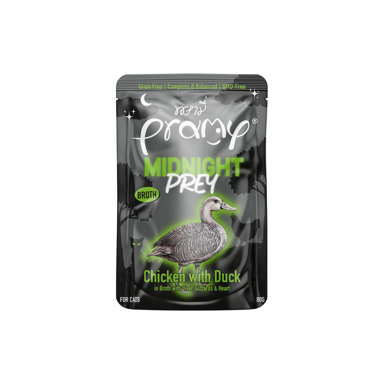 PRAMY CAT Midnight Prey juha, piletina s patkom, 80 g