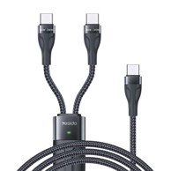 YESIDO Kabel CA88, tip C do 2 x tip C, 100 W, 480 Mbps, 140 cm, crni