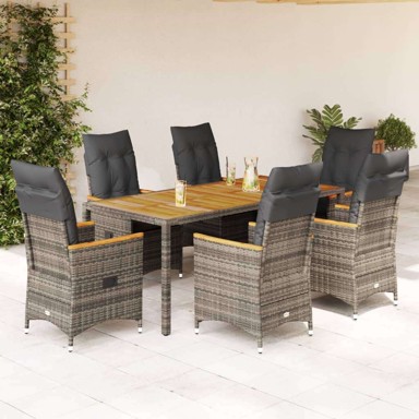 Vrtna garnitura, 7-dijelni set, od poliratana, dimenzije 190 x 90 x 75 cm, pe rattan, sivi