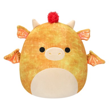 SQUISHMALLOWS Pliš, 40 cm, Dieric - žuti zmaj s crvenom kosom