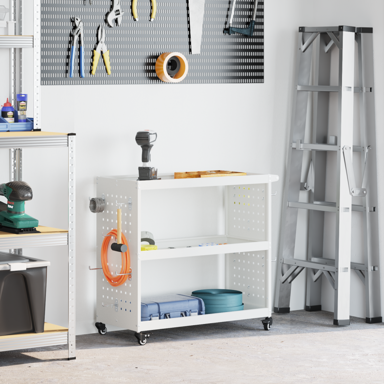 Količar za alate s policom s kotačem s pohranom 75x35x73 cm, bijeli