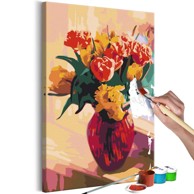Slika za samostalno slikanje Tulips in Red Vase 40x60