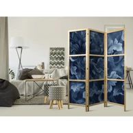 Japanski paravan Abstract Ornaments - Dark Blue Victorian Leaves 135 x 172