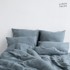 LINEN TALES Svijetloplava lanena produljena posteljina 200x220 cm za bračni krevet