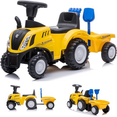 Dječji traktor guralica s prikolicom New Holland, žuti