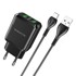 BOROFONE Zidni punjač DBN6 Charmer, 2x USB, QC3.0, 18W, 3A, sa USB na Type C kabelom, crni