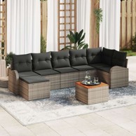 8-dijelni vrtni sofa set s jastučićima, poli ratan akacije, sivi