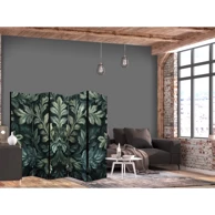Paravan - Dark Green Victorian Leaves - Botanička rezbarena kompozicija, 225 x 172 cm, akustični, tamnozelena