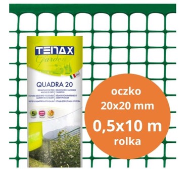 PVC Kvadratna mreža, 0,5 m x 10 m, oko 20 mm, zelena