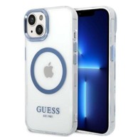 GUESS Etui Metal Outline, za iPhone 14 Plus, MagSafe, plava