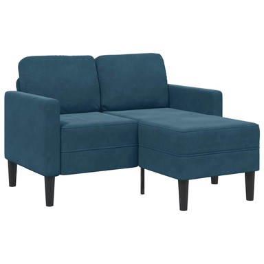 Dvosjed s ležaljkom L-oblika, 125 cm, baršun, plavi