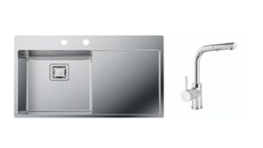 SINK SOLUTION Set sudoper i slavina Monaco, inox, desni