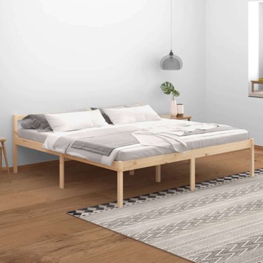 Krevet za starije osobe 200 x 200 cm od masivne borovine, prirodna