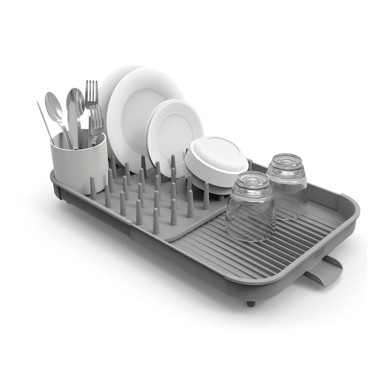 JOSEPH JOSEPH Sivi plastičan prilagodljiv ocjeđivač za posuđe 34x37 cm Duo