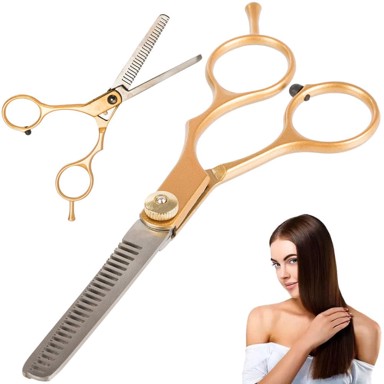 VERKGROUP Škare za kosu Inox 150 mm za prorjeđivanje, zlatne