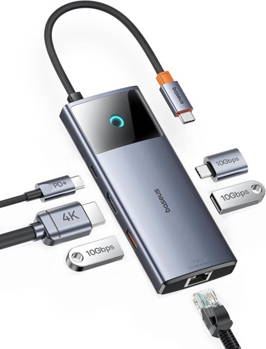 BASEUS USB-C Hub 6-u-1, 10 Gbps, HDMI 4K@60Hz, 100 W PD