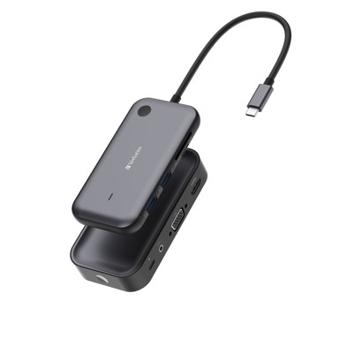 VERBATIM Docking stanica 32146, USB-C, 2x USB-A, 1x USB-C, 1x HDMI, 1x VGA, 1x audio, 1x microSD/SD, crni