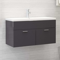 Ormarić za umivaonik visoki sjaj sivi 90 x 38,5 x 46 cm iverica