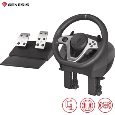 GENESIS Gaming volan Seaborg 400, USB, za PS4/PS3/PC/Nintendo/Xbox One/Xbox 360