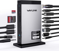 WAVLINK Priključna stanica za laptop, USB-C, 3 HDMI, trostruki monitor 4K60Hz, 5 USB, 2 DP
