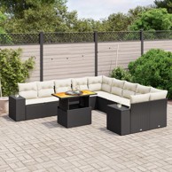 11-dijelni set vrtnih sofa od poliratana s jastucima crni