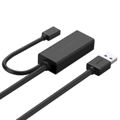 UGREEN USB produžetak, mogućnost napajanja, 5m, crni