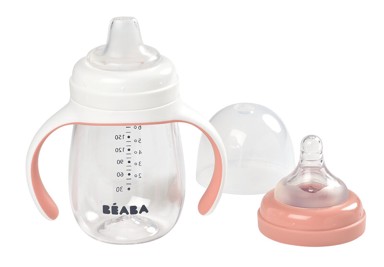 BEABA Bočica za učenje pijenja 2u1, 210 ml, Old Pink