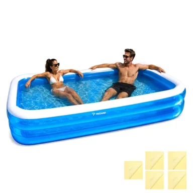 TRIZAND Dječji napuhavajući bazen, 262 × 175 × 50 cm, veliki pravokutni obiteljski bazen, 700 l