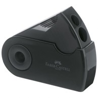 FABER-CASTELL Šiljilo Sleeve Twin, s PVC spremnikom, 2 rupe, crno