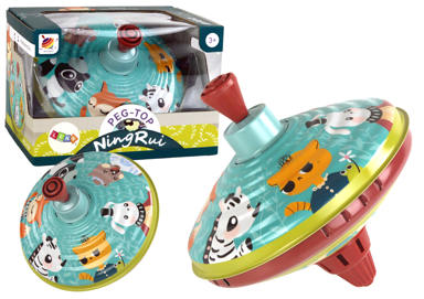 Tradicionalna metalna igračka Zvrk Animal, šarena