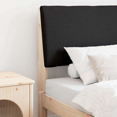 Tapecirano uzglavlje crno 80 cm čvrsto borovo drvo