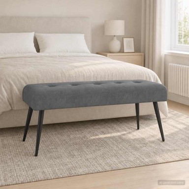 Klupa s gumbastim tkanjem, 110 x 40 x 46 cm, baršun, tamnosiva