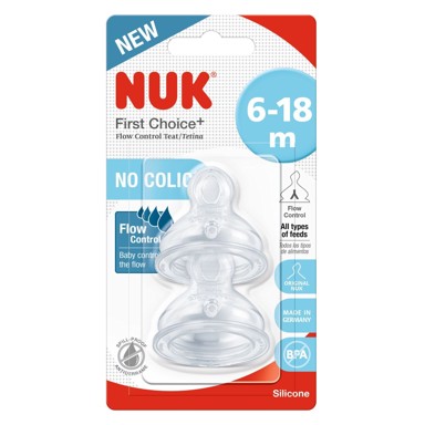 NUK Sisač silikon FC Y protok, 6-18m, 2 kom, više boja