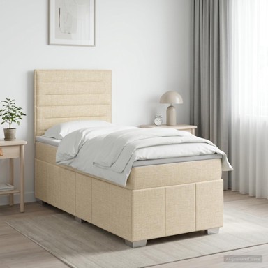 Boxspring krevet s madracem 80 x 200 cm, tkanina, krem