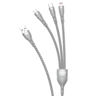 DUDAO Kabel L20X 3u1 USB Lightning microUSB USB-C 65W 1.2m, siva  