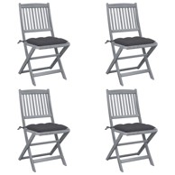 Sklopive vrtne stolice s jastucima 4 kom masivno bagremovo drvo