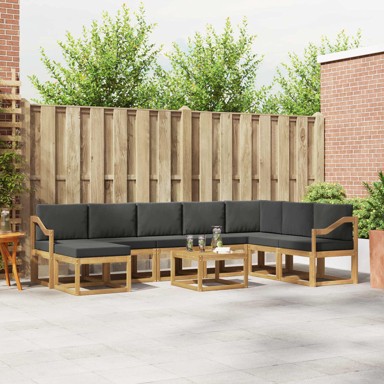Set vanjskih sofa s jastukom, 9-dijelni, antracit