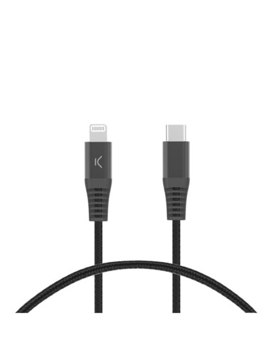 KSIX Kabel USB-C na Lightning, 60 W, pleteni, 2 m, crni