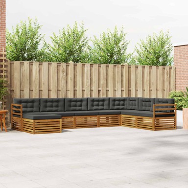 Set sofa, 8 kom, čvrsto drvo akacije, prirodna i antracit
