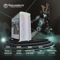 BAB Stolno računalo PPC Samurai SnowEd. / AMD Ryzen 7 5800X3D, 32GB, 500GB SSD + 6TB HDD, RX 7800 XT, Windows 11 Pro