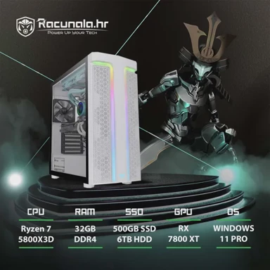 BAB Stolno računalo PPC Samurai SnowEd. / AMD Ryzen 7 5800X3D, 32GB, 500GB SSD + 6TB HDD, RX 7800 XT, Windows 11 Pro