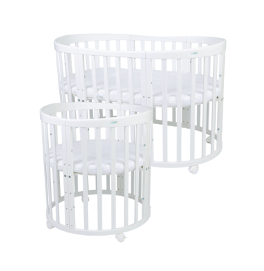 WALDIN Oval Krevetić 7U1 s madracem, bijeli