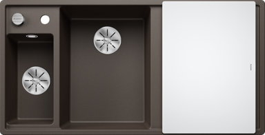 BLANCO Sudoper Axia III 6 S InFino, Silgranit, daska staklo, bazen lijevo, kava