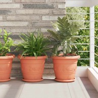 Saksija za cvijeće, okrugla, Ø 26 x 21,5 cm / Ø 22 x 18 cm, plastika, crvena cigla, 6 komada